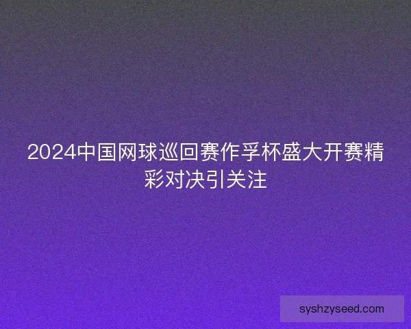 2024中国网球巡回赛作孚杯盛大开赛精彩对决引关注