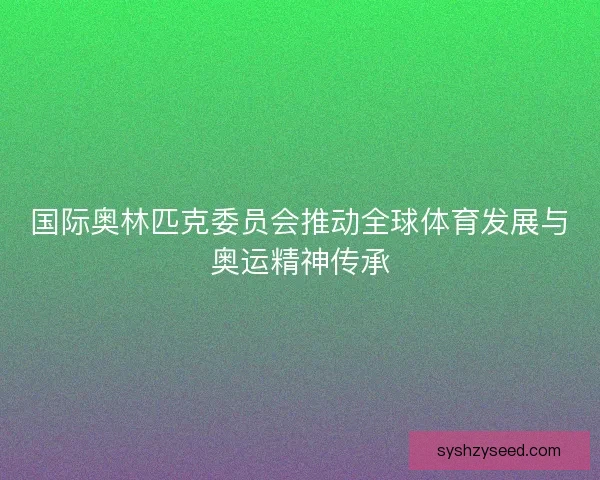 国际奥林匹克委员会推动全球体育发展与奥运精神传承 国际奥林匹克委员会推动全球体育发展与奥运精神传承