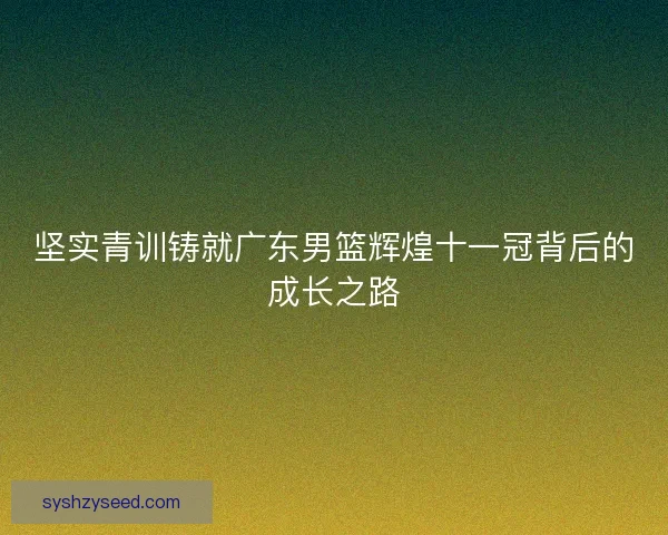 坚实青训铸就广东男篮辉煌十一冠背后的成长之路 坚实青训铸就广东男篮辉煌十一冠背后的成长之路