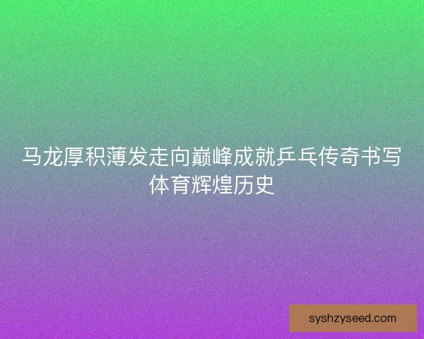 马龙厚积薄发走向巅峰成就乒乓传奇书写体育辉煌历史 马龙厚积薄发走向巅峰成就乒乓传奇书写体育辉煌历史