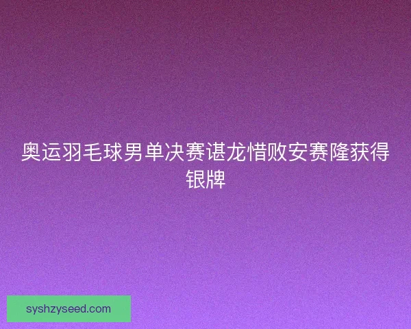 奥运羽毛球男单决赛谌龙惜败安赛隆获得银牌 奥运羽毛球男单决赛谌龙惜败安赛隆获得银牌